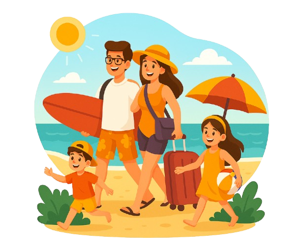 happy family enjoying beach vacation in Rameswaram