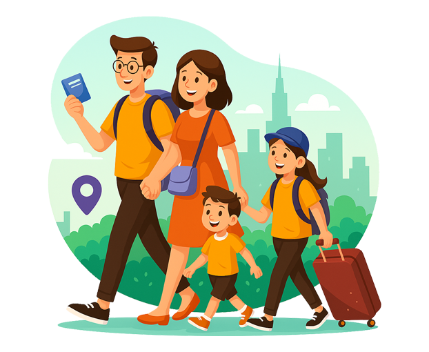 family is traveling in rameswaram